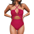 Women's backless one-piece swimsuit in solid colour with waterproof polyester fabric