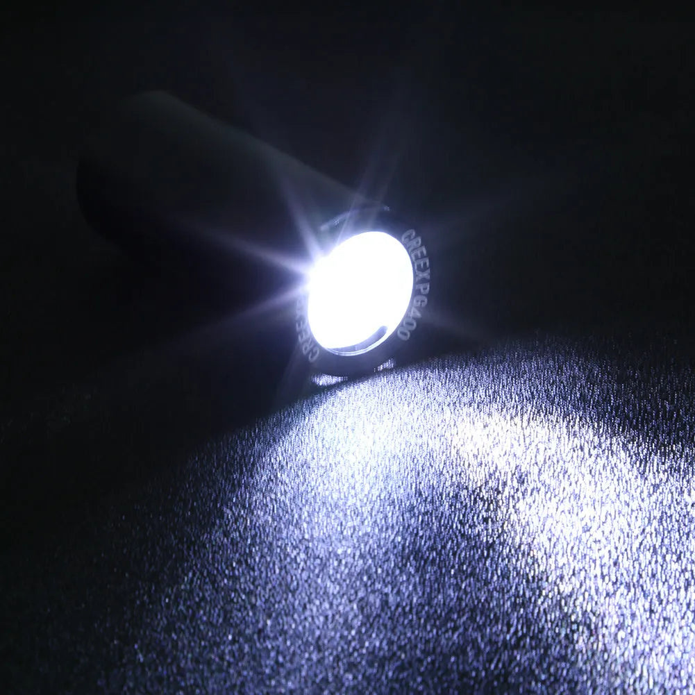 Black USB rechargeable bicycle front light with 350 lumen output mounted on handlebars.