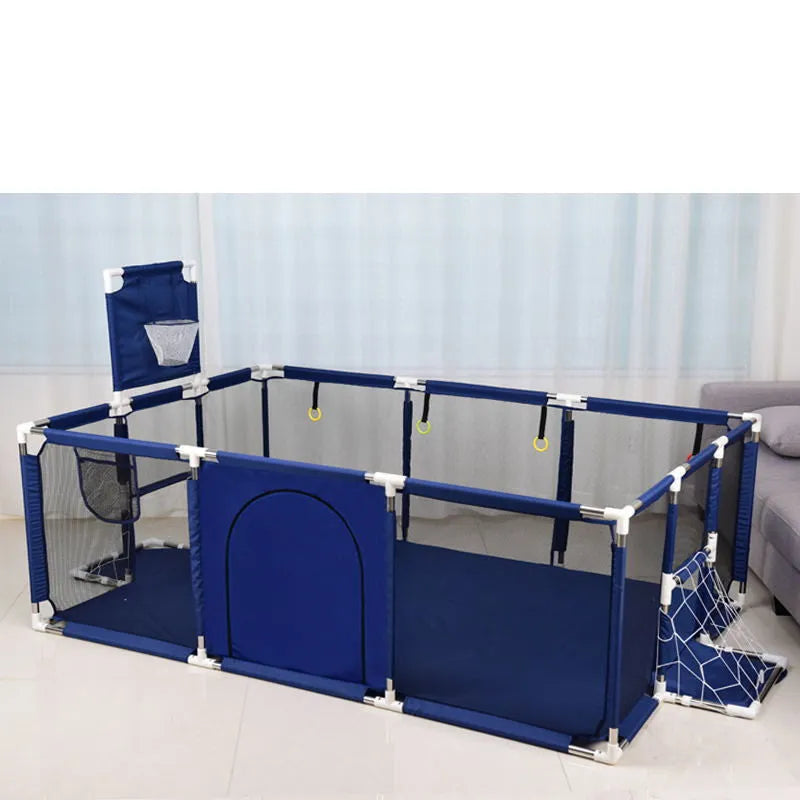 Stainless steel frame children's playpen tent with Oxford cloth enclosure in blue colour