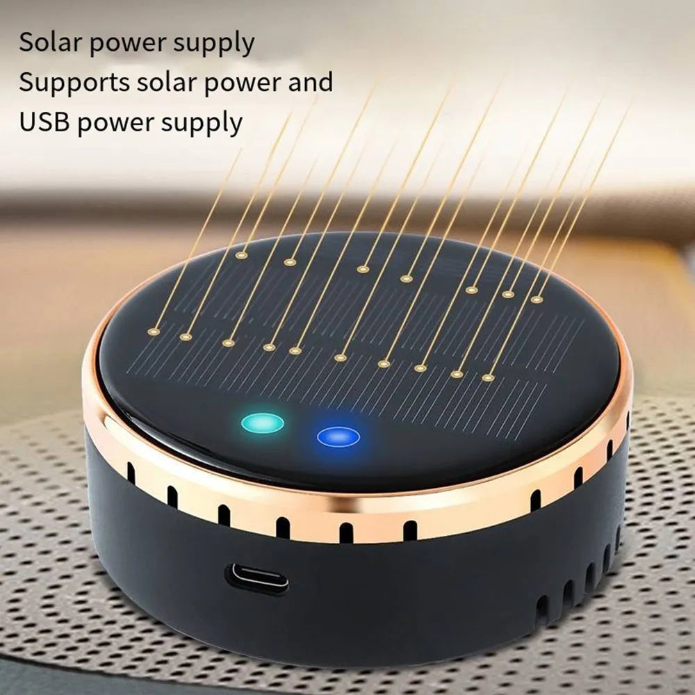 Solar-powered car air humidifier mounted in vehicle air conditioning vent