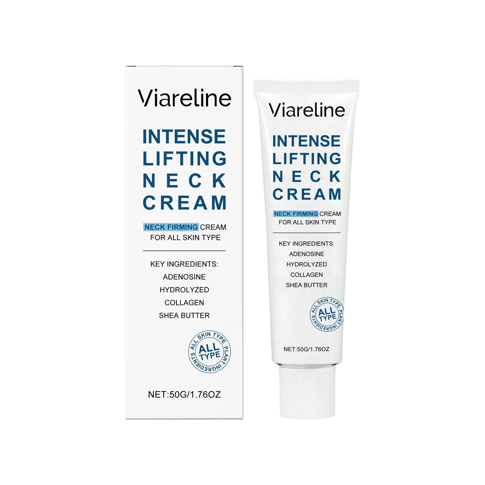 50g jar of lifting and tightening neck cream with hydrolysed collagen and shea butter