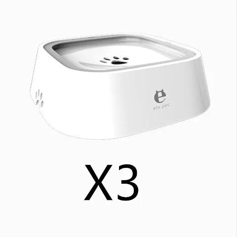 1.5L grey anti-overflow floating water bowl for cats and dogs with non-slip base