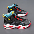 Children's rotating button basketball shoes in synthetic leather with waterproof feature