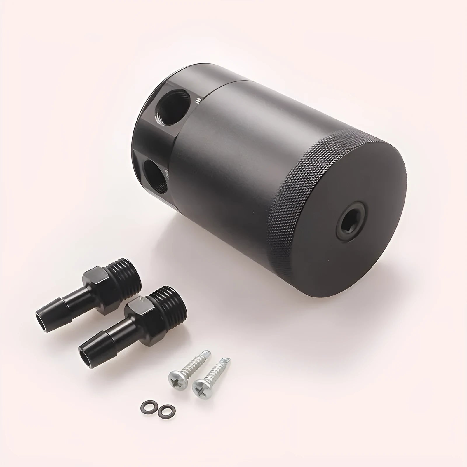 Aluminium automotive machine oil pot with two-hole design and oil-free valve