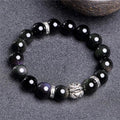 Natural obsidian bracelet with lucky colour eye patterns and 999 silver fastenings in 10MM and 12MM sizing options