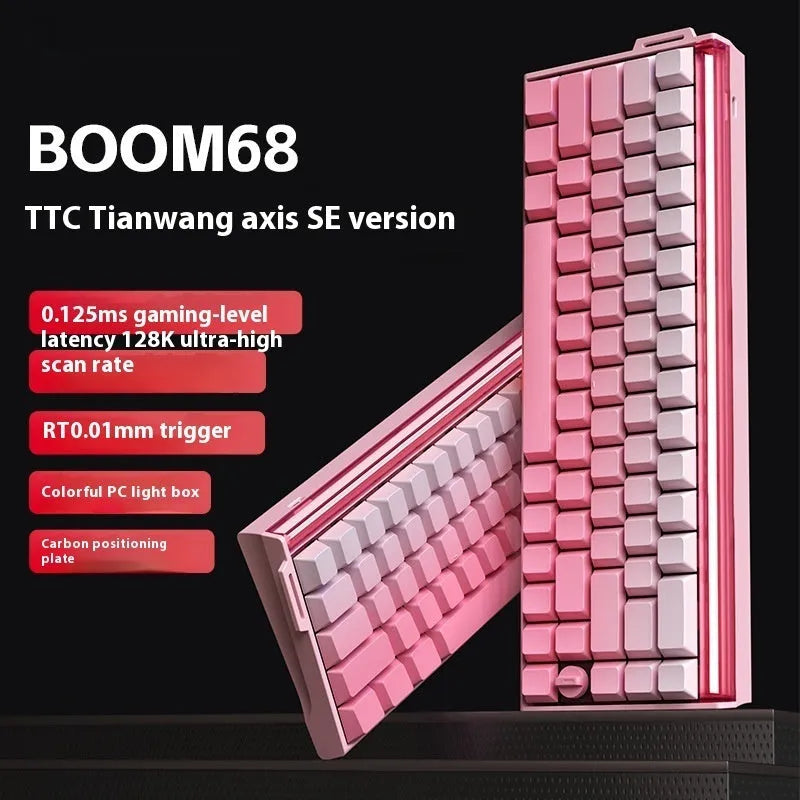 BOOM68 compact mechanical keyboard with RGB backlighting in green magic blade colour with TTC King Axis SE switches.