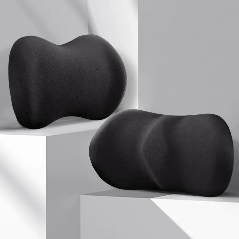 Car headrest pillow and lumbar support cushion set in multiple colour options