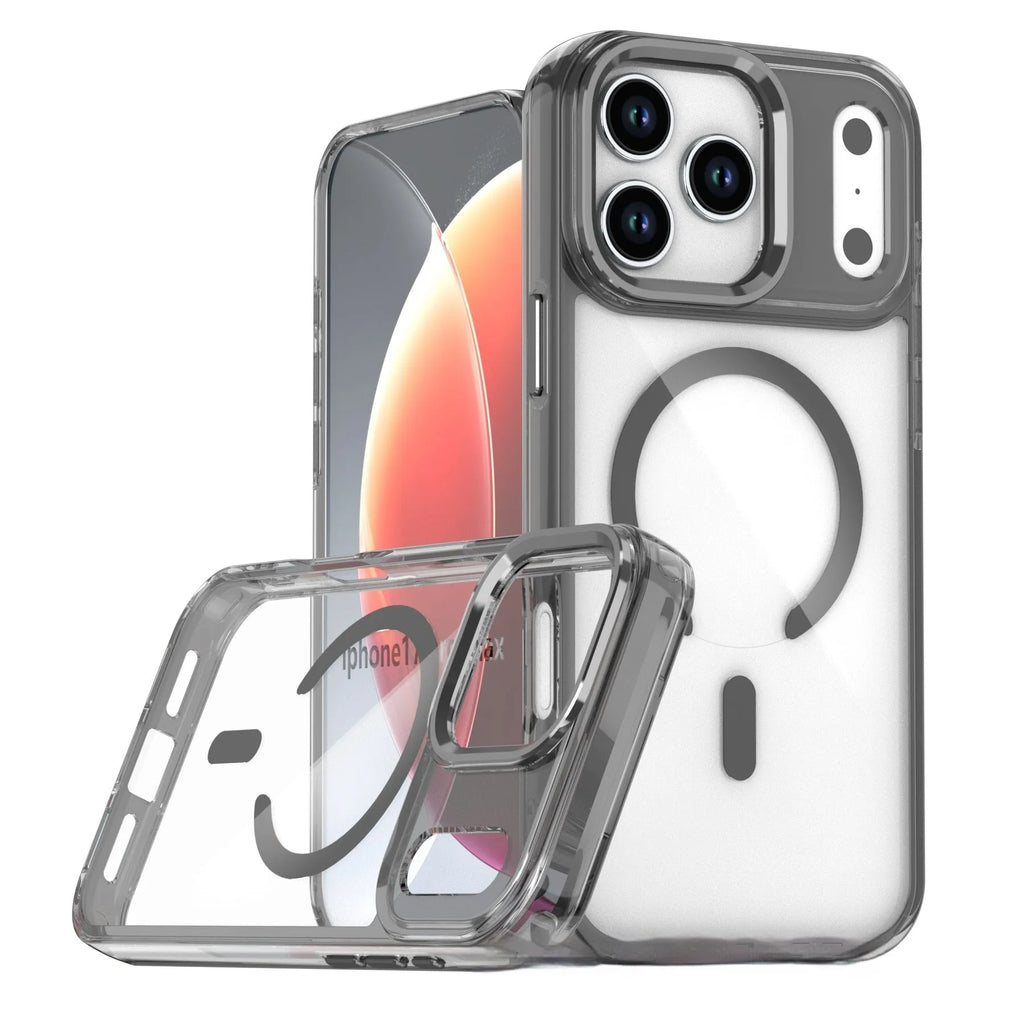 Magnetic Wireless Transparent Drop-resistant Protective Cover Compatible with Apple iPhone 14 Pro Max 15 16 17 Series TPU Acrylic Metal Back Cover Transparent Black Blue Pink Purple