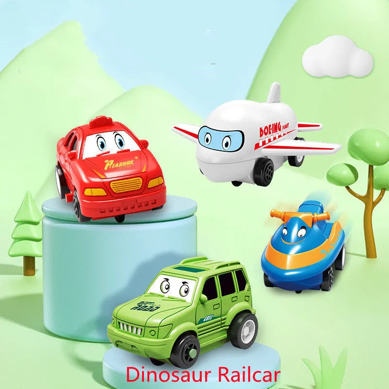 Children puzzle electric railroad speeder DIY assembly track set with automatic car and plastic pieces in multiple themes