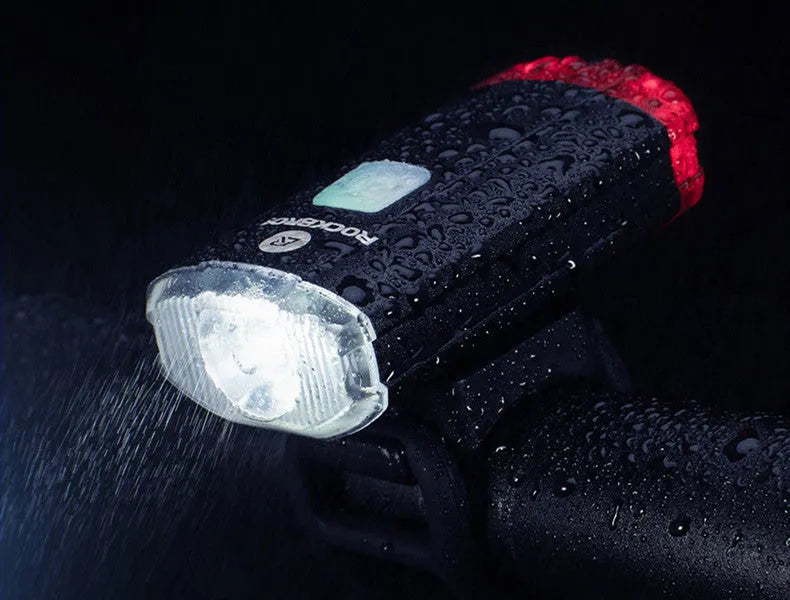 Black aluminium alloy bicycle helmet light with 100 lumens, USB rechargeable, 50m range, three modes