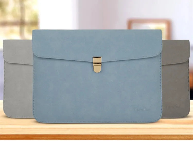 Matte PU notebook inner bag simple hand bag for laptop, shown in 12, 13 and 14 inch sizes