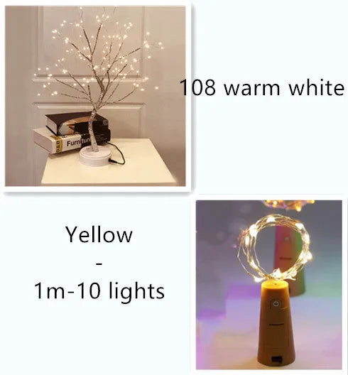 Copper wire LED string lights with bottle stopper for wine bottle decoration
