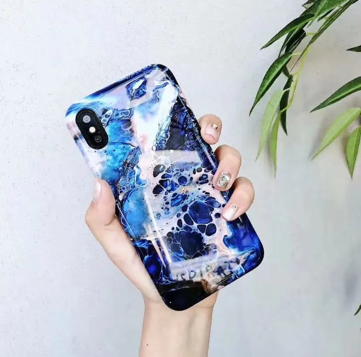 Colourful stone pattern soft back cover case for iPhone XR, XS, 8, 7, 6 and 6s Plus models