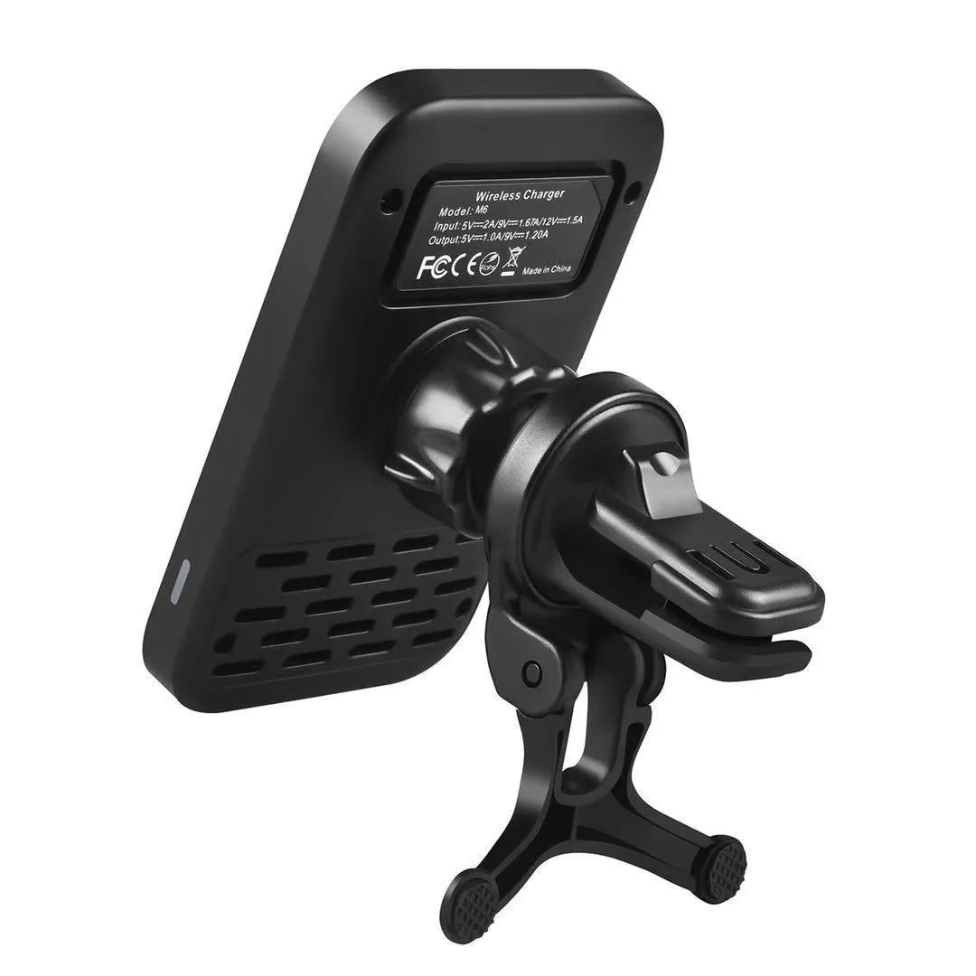 M6 magnetic wireless car bracket charger for mobile phones with black finish