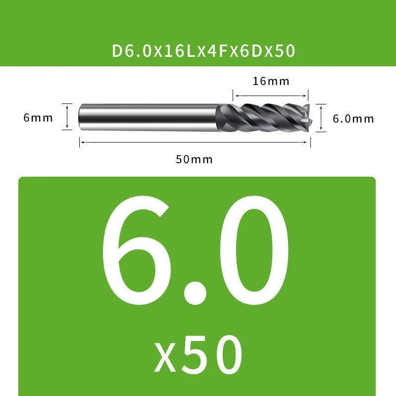 Tungsten steel 4-flute ball end mill tool for 1-12mm diameter milling