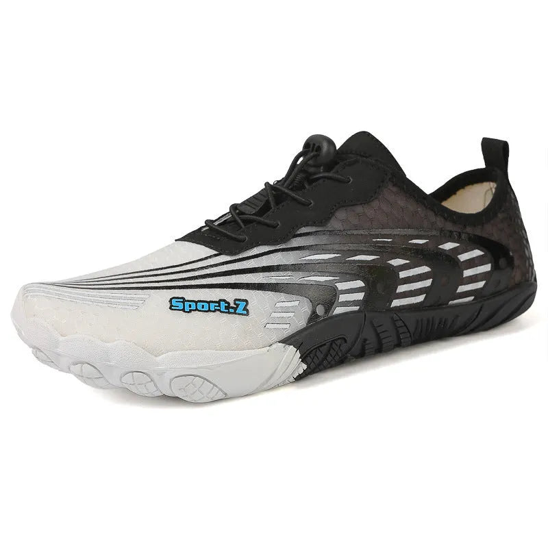 Men's and women's non-slip fitness sneakers with Lycra upper, rubber sole, low heel, available in 2026 White Blue colour