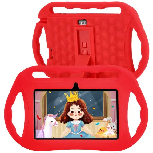 7 inch children's tablet PC in red or blue with single or three handle, Android 10, 16GB, WiFi, Bluetooth, dual camera