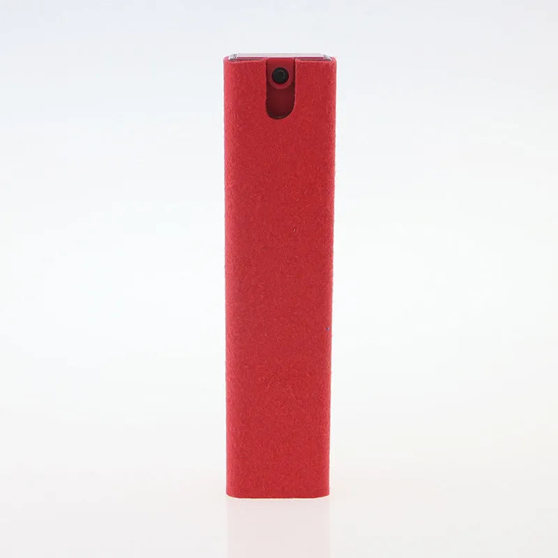 2-in-1 screen cleaner kit with spray bottle and microfiber cloth for mobile phone and computer screens in pink and gray