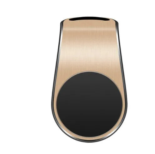 Black universal car phone holder bracket mounted on a car dashboard holding a smartphone.