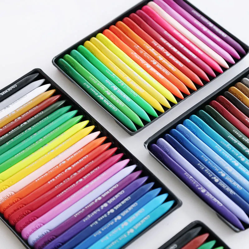 Boxed set of 24 colour plastic crayons, each 128mm long, in a carton pack for basic supplies.