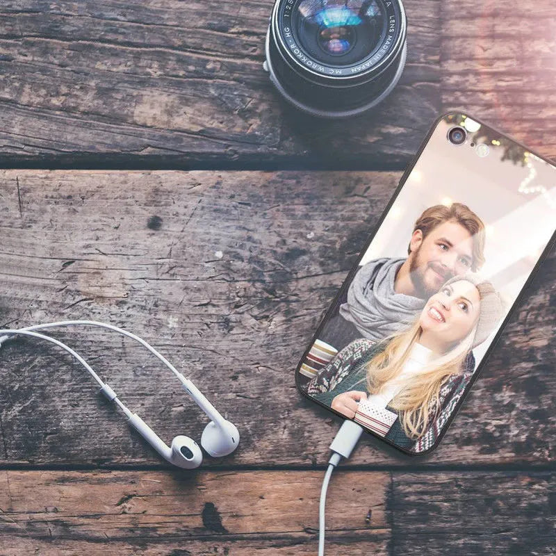 A slim, patterned iPhone case showing its raised edges around the camera and screen cutouts.