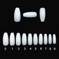 500 transparent natural ABS artificial fake nails in 10 sizes for professional and home nail art.