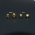 Brass decorative buckle showing round and bucket foot nail styles in 10x6mm and 12x7mm sizes