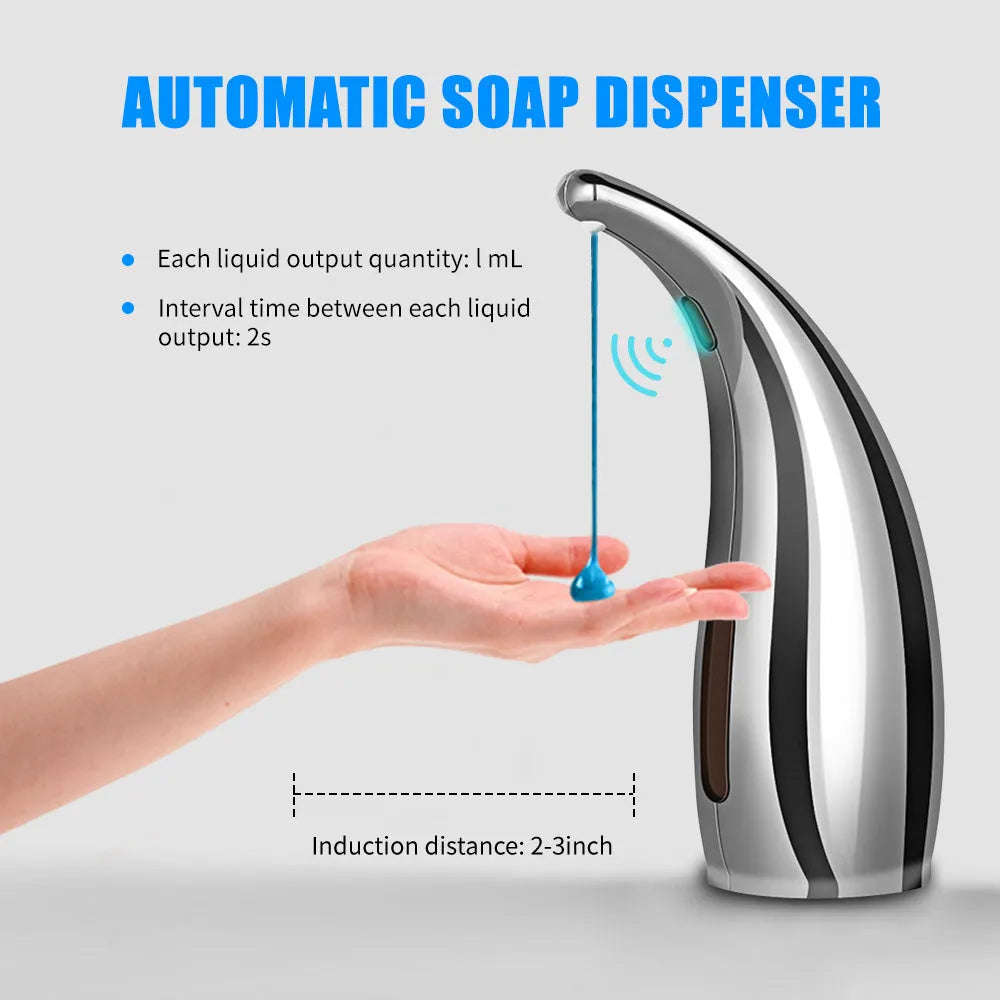 Automatic liquid soap dispenser with infrared sensor, 300mL, IPX6 waterproof, visible window, ABS body in white finish