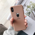 Soft matte silicone iPhone case showing ice coffee and french fries pattern designs