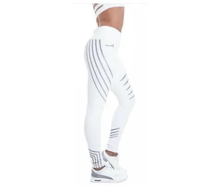Women's black workout leggings with night glowing print pattern in pencil pants style