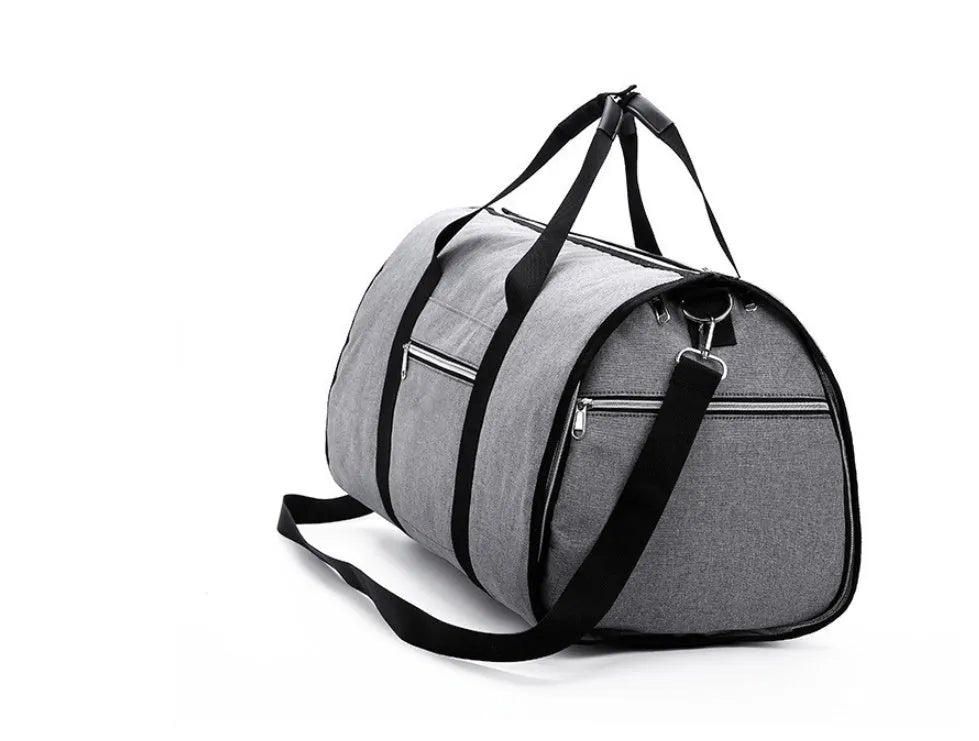 A medium-sized cylindrical travel bag in Oxford cloth, shown in black, featuring a zipper opening.
