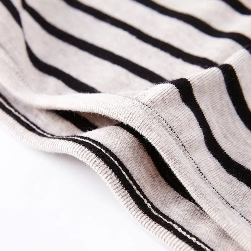 Girls striped long sleeve cotton T-shirt in black or red colours