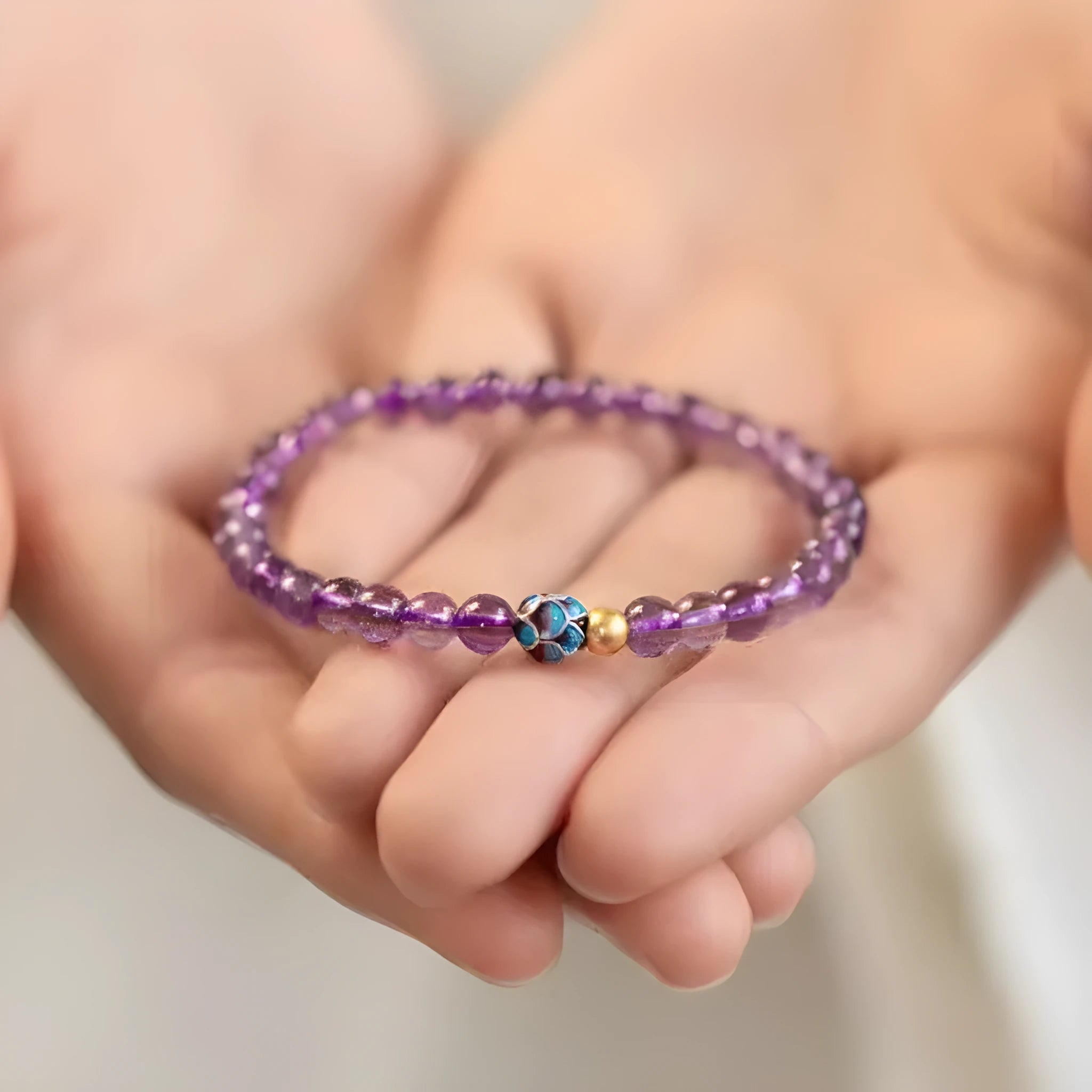 Nine Purple Lotus bracelet retro style women's mixed material bracelet