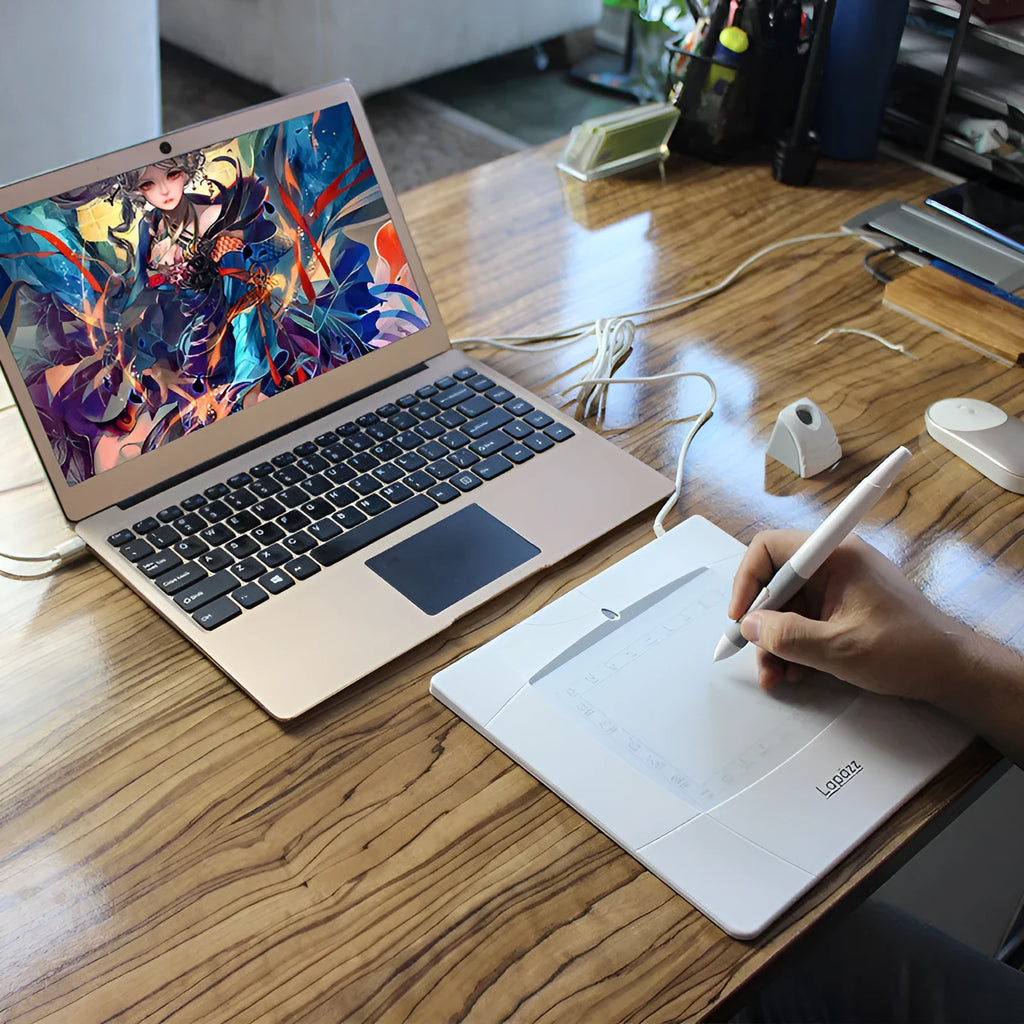 WP5540 drawing tablet with USB electromagnetic pressure induction, 22.6x22.1cm active area, in white