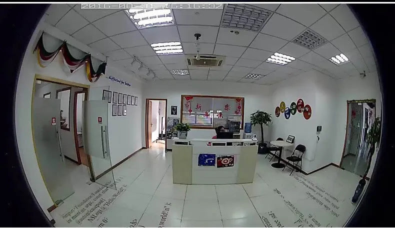 Fisheye network camera indoor 1.3MP 1280x960 1.7mm lens 10-30m range black plastic housing