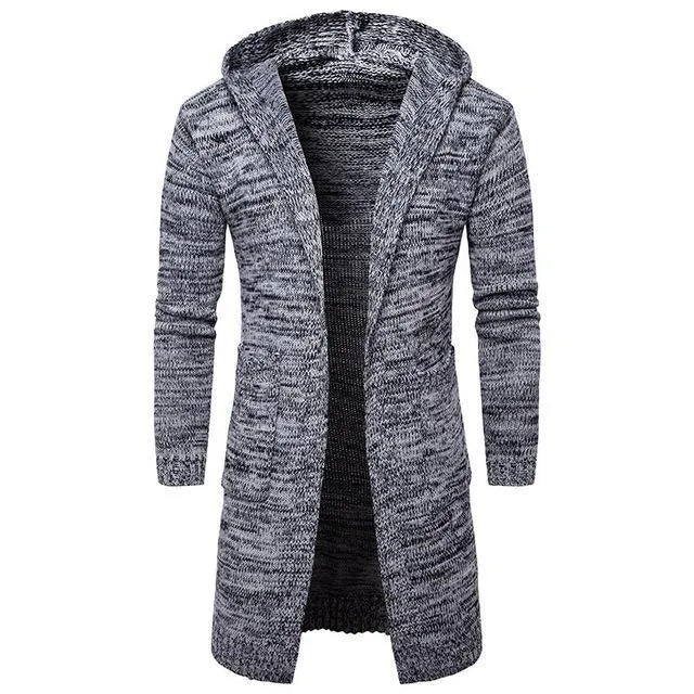 Men's new fashion wool blend cardigan sweater in Black with open front and button closure