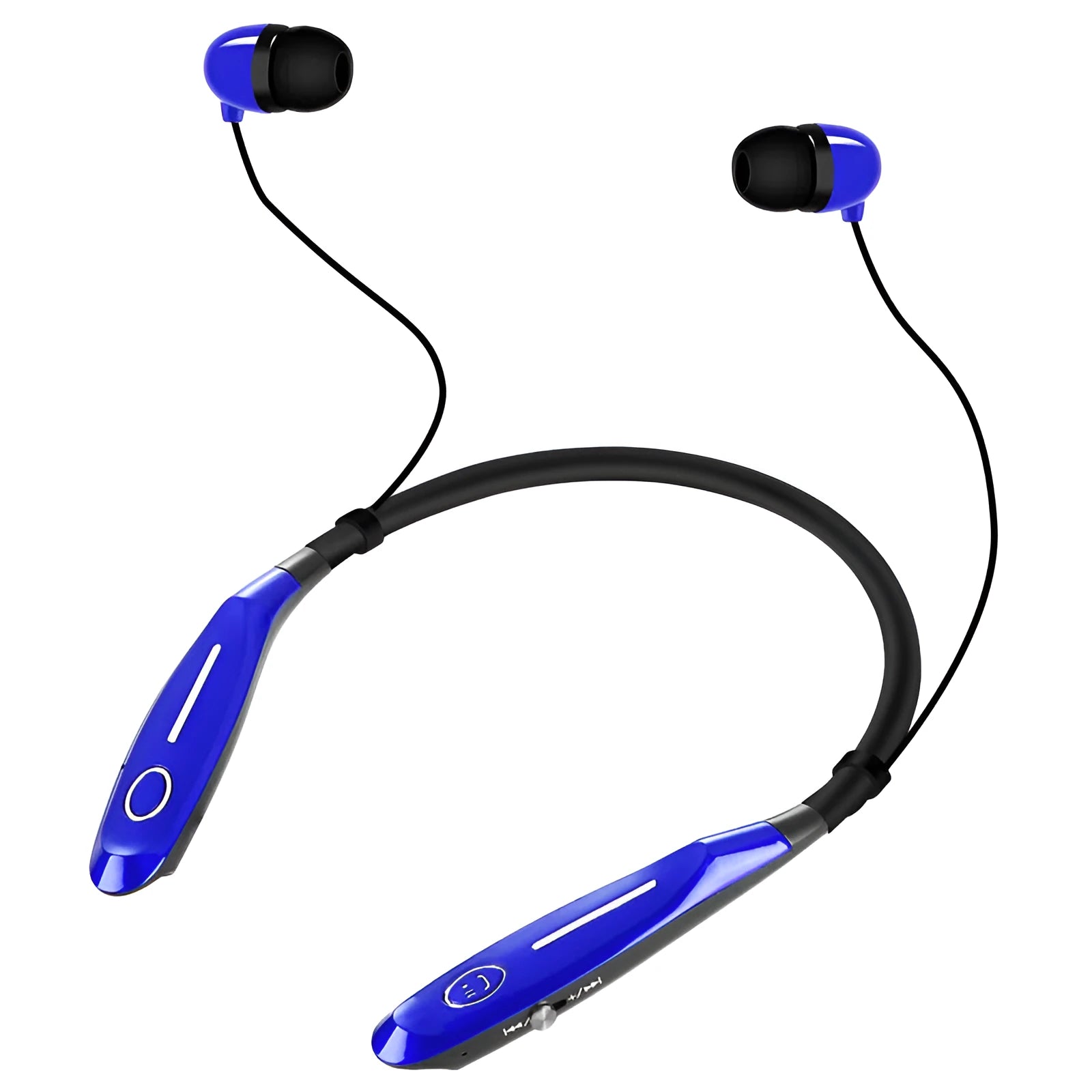 Black Bluetooth 5.0 neck-mounted stereo magnetic sports headphones with power display and call function