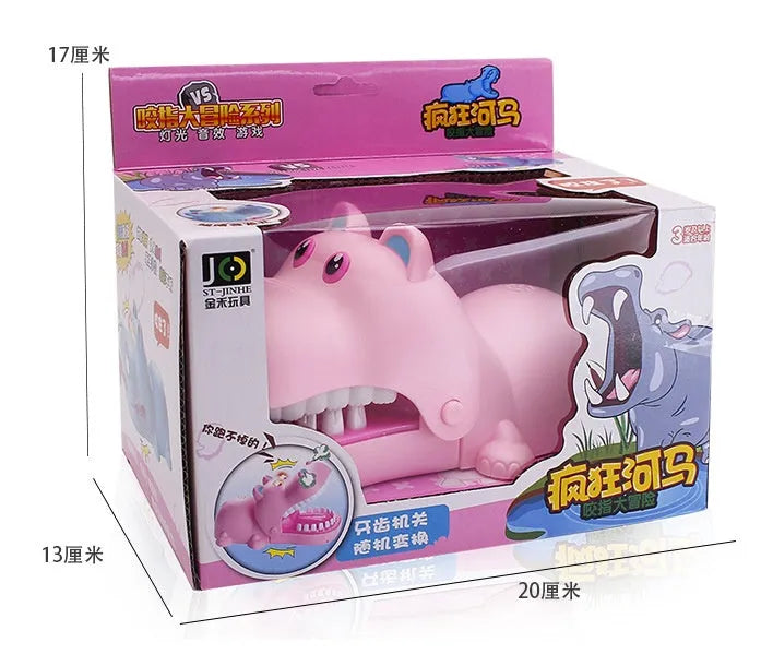 Multicoloured plastic bite hand animal toy in dog, crocodile, shark, and hippo shapes for parent-child game play