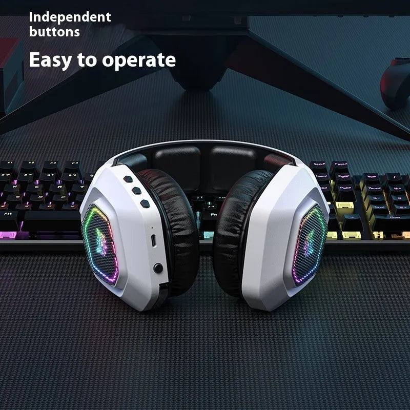 Wireless gaming headset with RGB luminous lighting, Bluetooth and 2.4G connectivity, in black