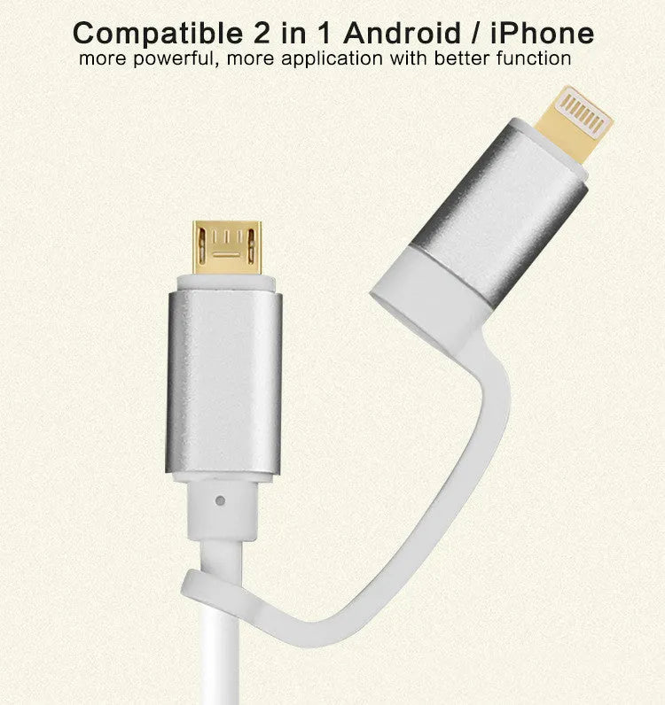 Silver 2 in 1 HDMI male to dual female splitter cable adapter 2 metres long