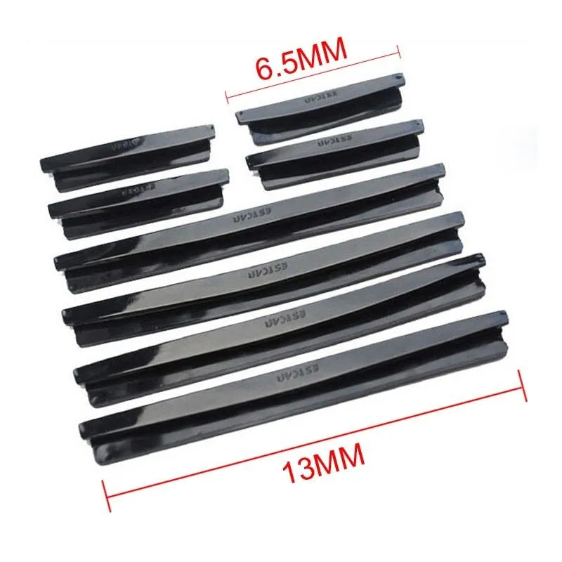 8-piece car door guard set with U-channel trim in black and transparent, long edge 135mm and short edge 65mm