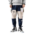 Men's cotton straight-leg beam pants in green, grey, and navy blue, sizes M to 5XL