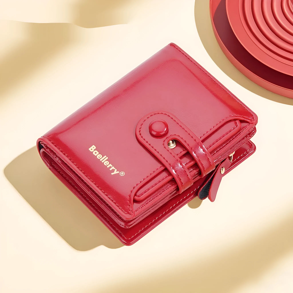 PU leather women's card holder wallet shown in multiple available colours
