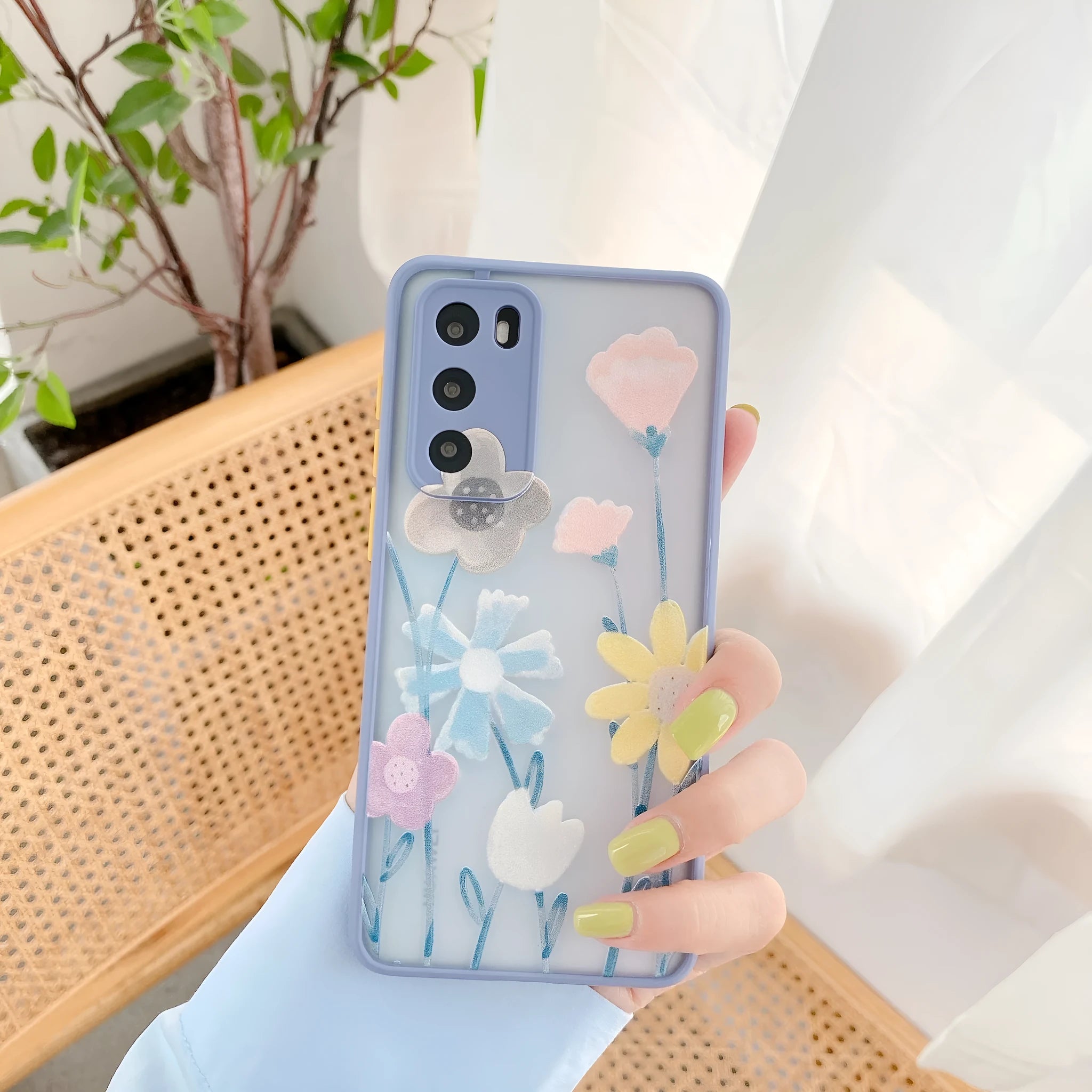 Embossed flower TPU phone case for Huawei P30, simple back cover, Style A, floral pattern