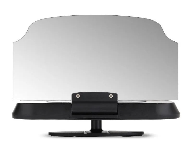 Black mobile navigation bracket with hard tempered glass Head-Up display and suction cup magnet mount on car dashboard