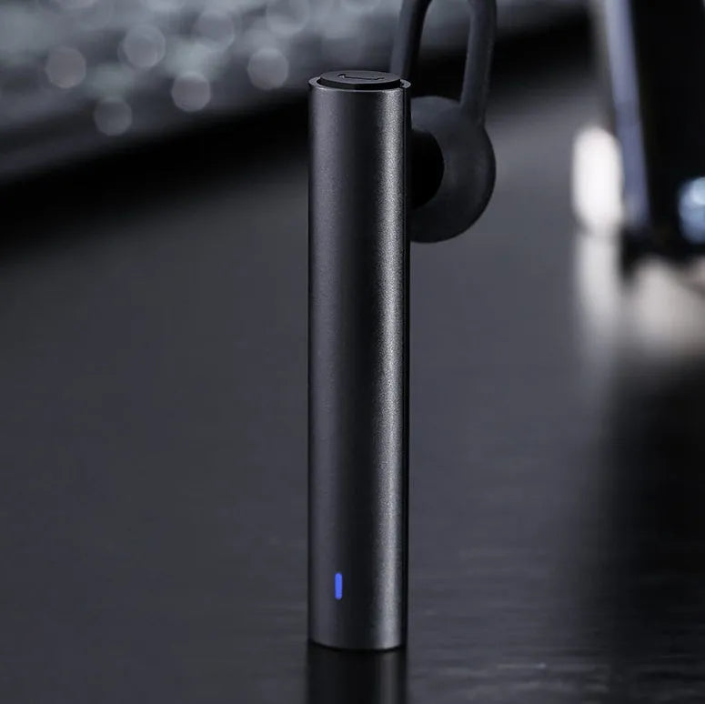 Compact wireless Bluetooth headset in black or white with 5.6 cm dimensions