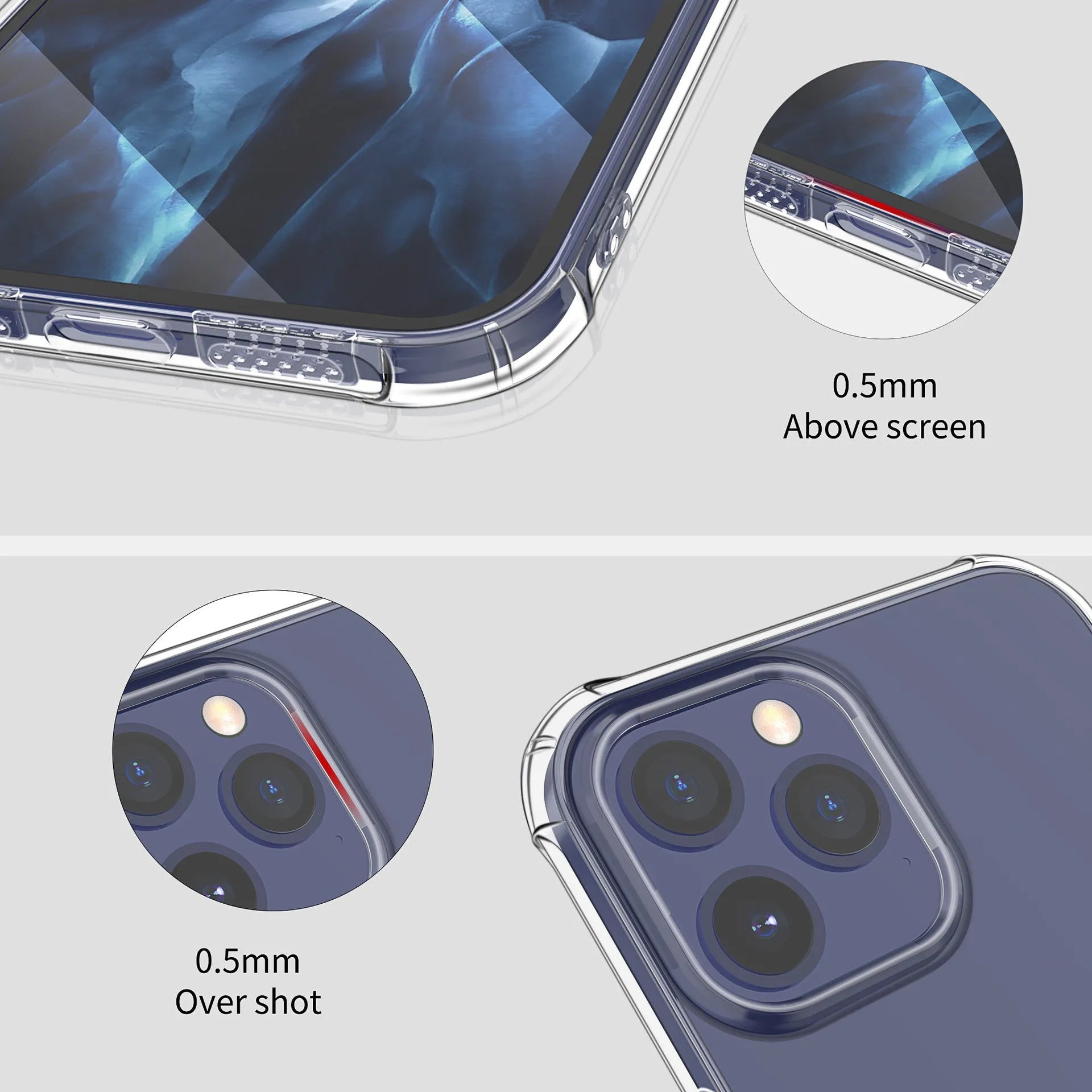 Transparent silicone soft TPU phone case for iPhone X showing back and side coverage