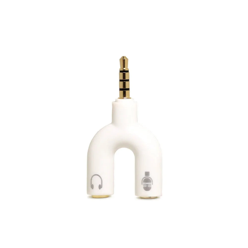 3.5mm audio splitter adapter in six colours with gold-plated connections