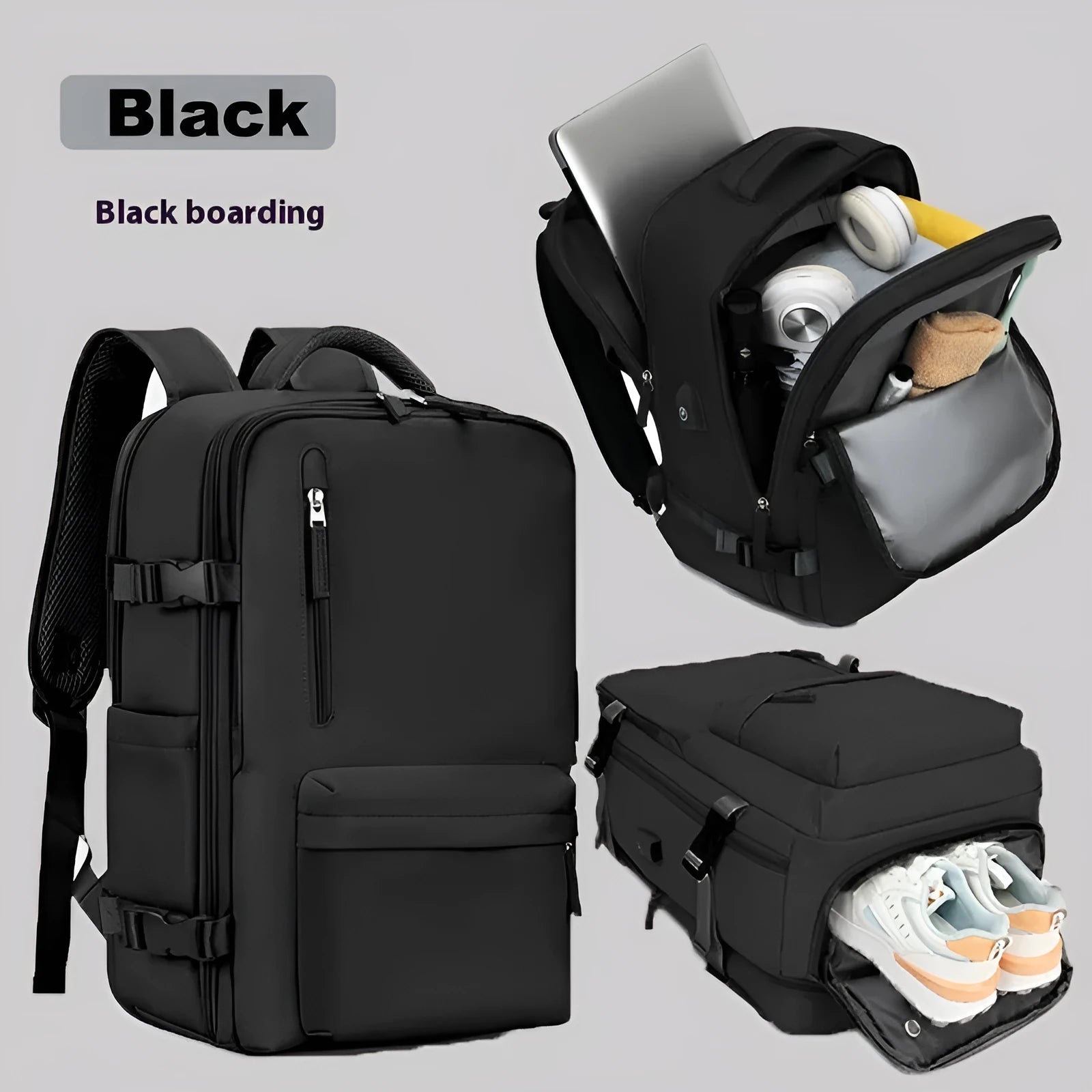 Women's large capacity lightweight Oxford cloth travel backpack in forest green colour with curved shoulder straps