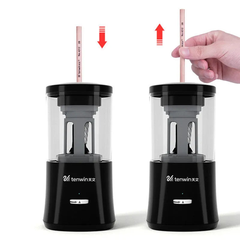 Automatic electric pencil sharpener for primary school students in plastic geometric shape with USB cable